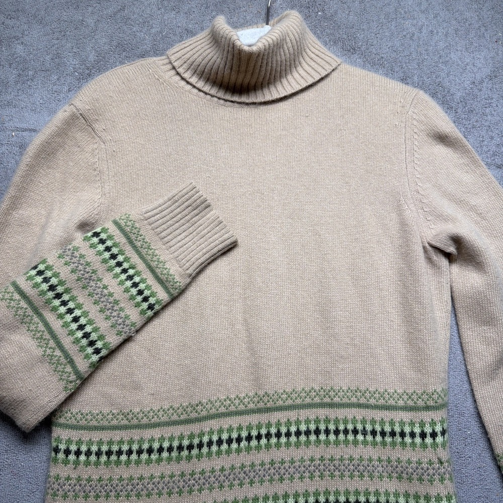 Ann Taylor Sweater Turtleneck Angora Lambswool Blend Beige Womens Small